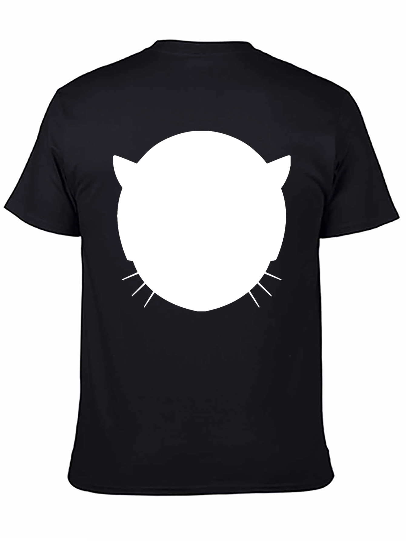 Black Cool Cat Face Graphic Tee - Black Cotton Blend view 4