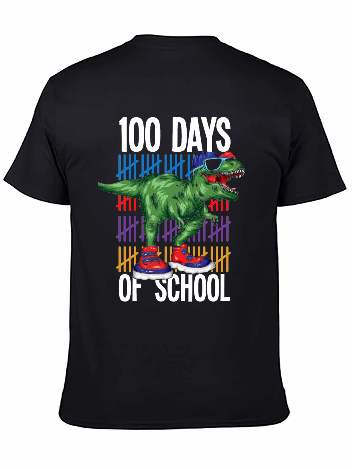 Black 100 Days of School Dinosaur T-Shirt view 4
