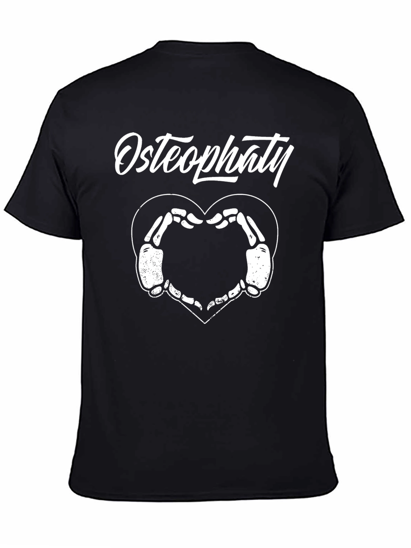 Black Osteopathy Heart Skeleton T-Shirt - Black view 4