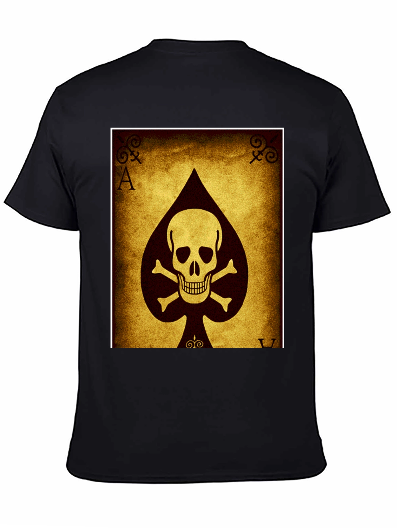 Black Ace of Spades Skull T-Shirt - Black Cotton Tee view 4