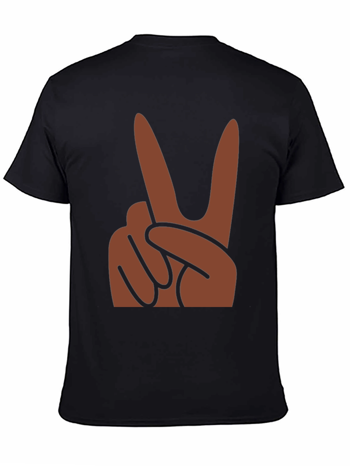 Black Peace Hand Sign Graphic Black T-Shirt view 4