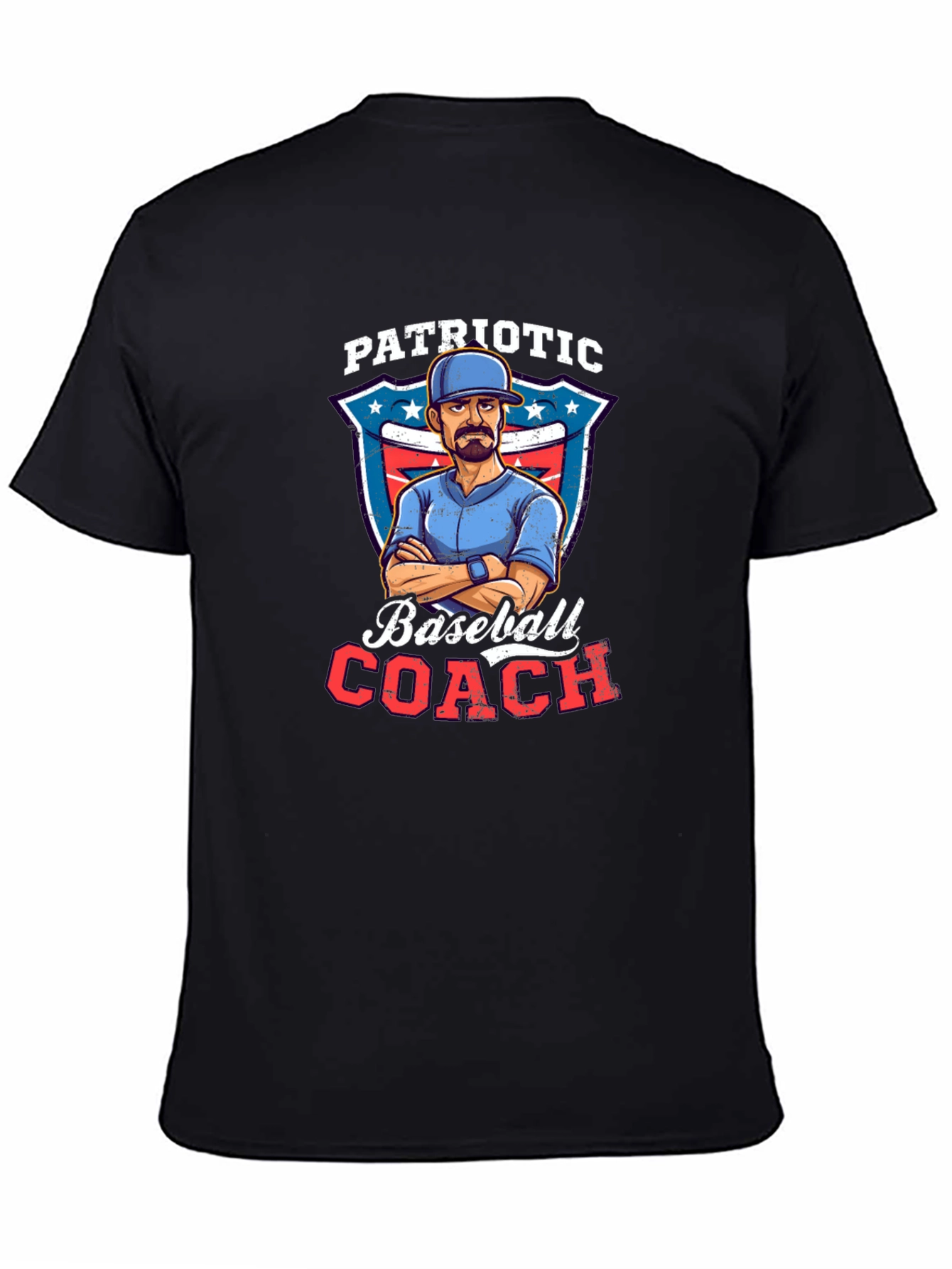 Black Patriotic Baseball Coach Graphic Tee view 4