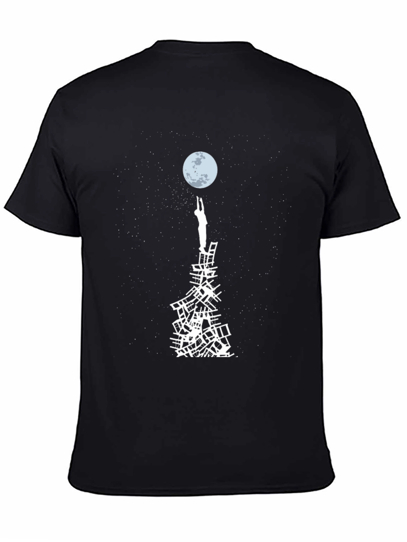 Black Reach for the Moon Graphic T-Shirt - Black view 4