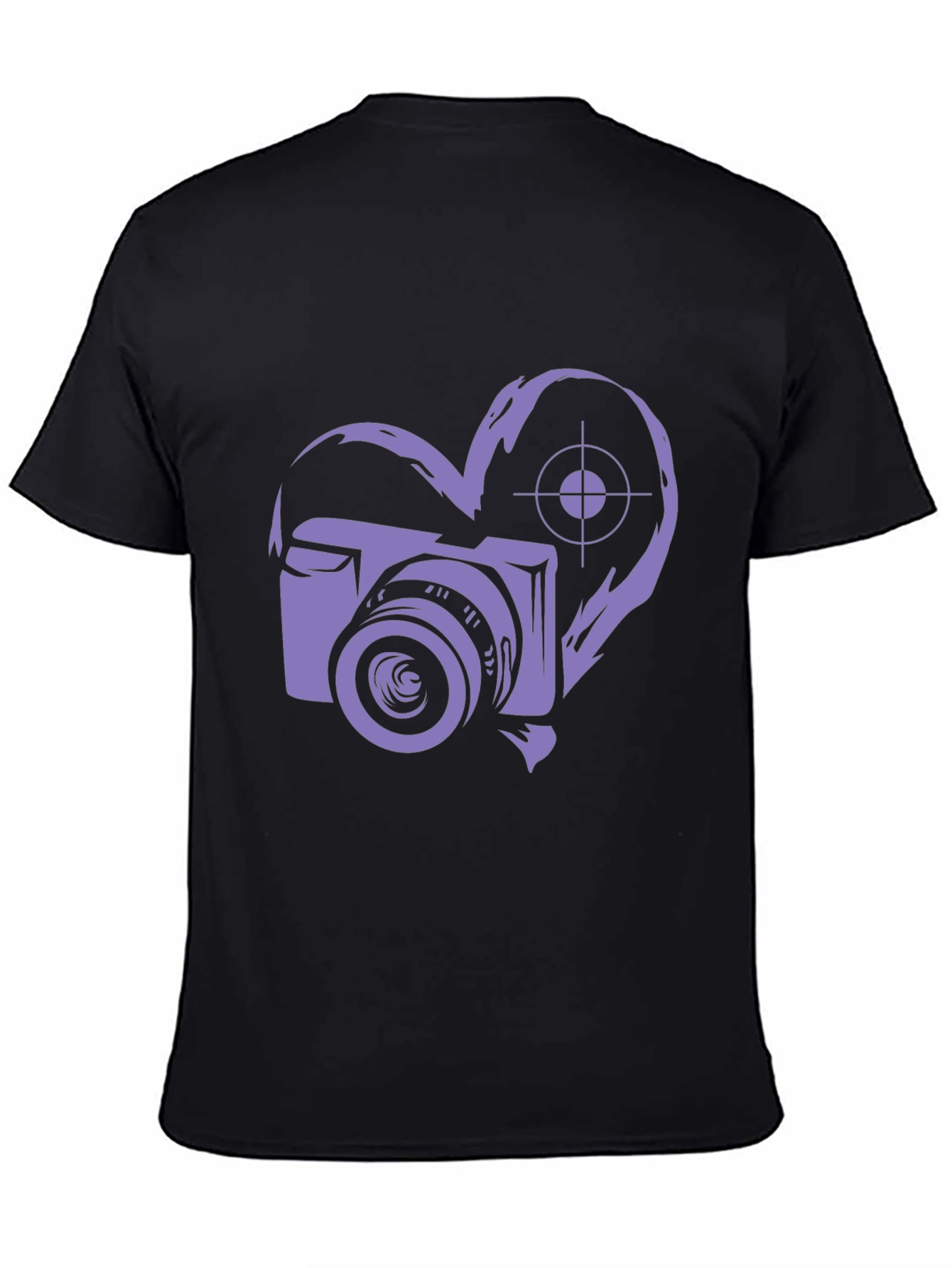 Camera Heart Graphic Black T-Shirt - 4