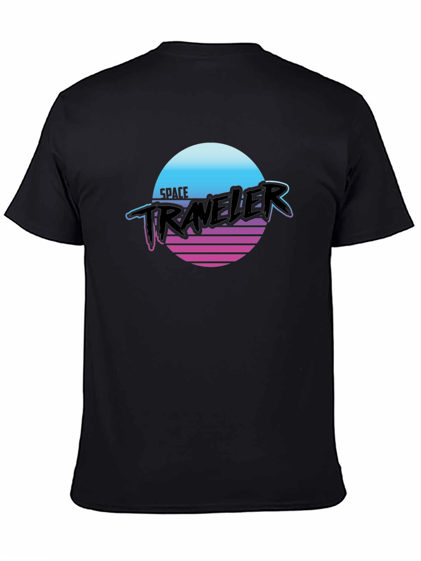 Black Retro Space Traveler Black T-Shirt - Sci-Fi Graphic Tee view 4