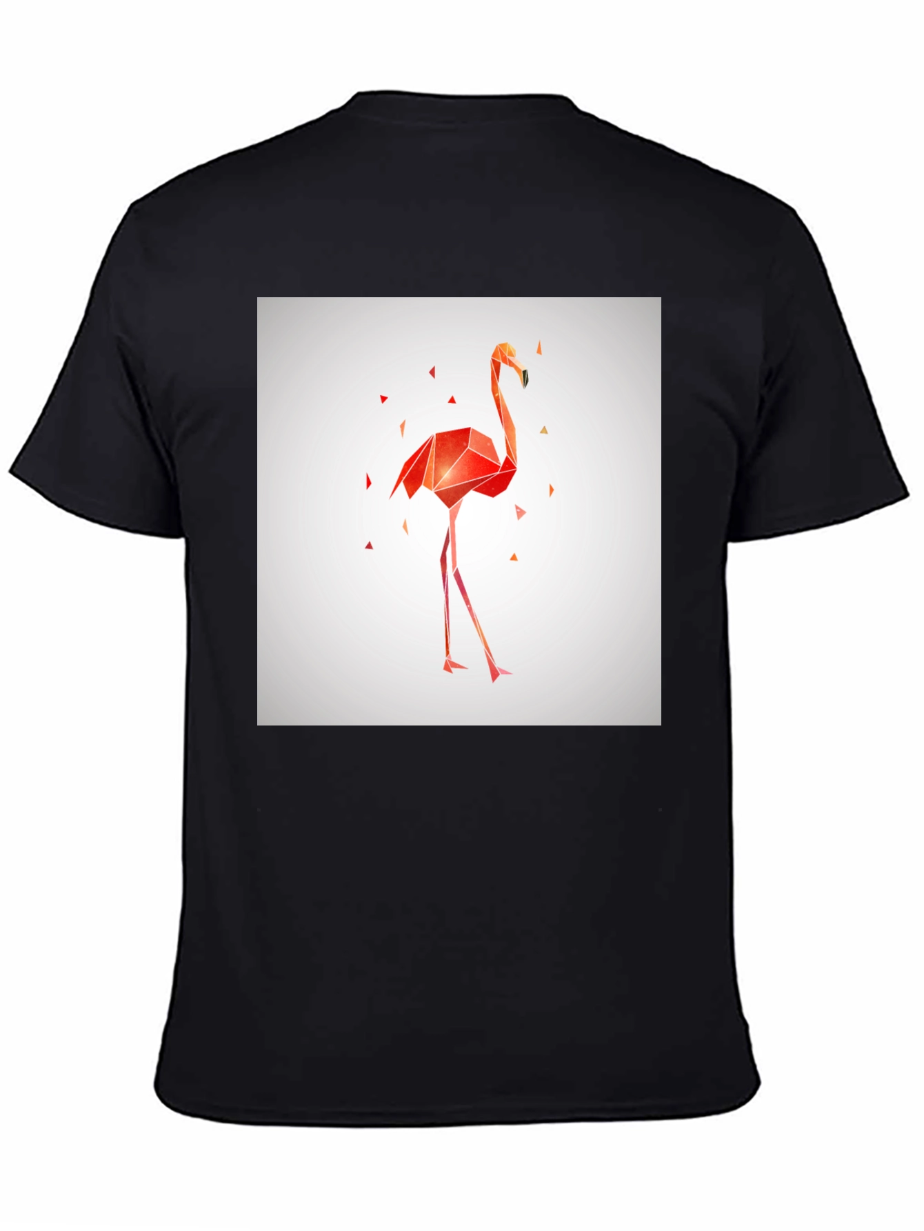 Black Geometric Flamingo Graphic Tee - Stylish Black T-Shirt view 4