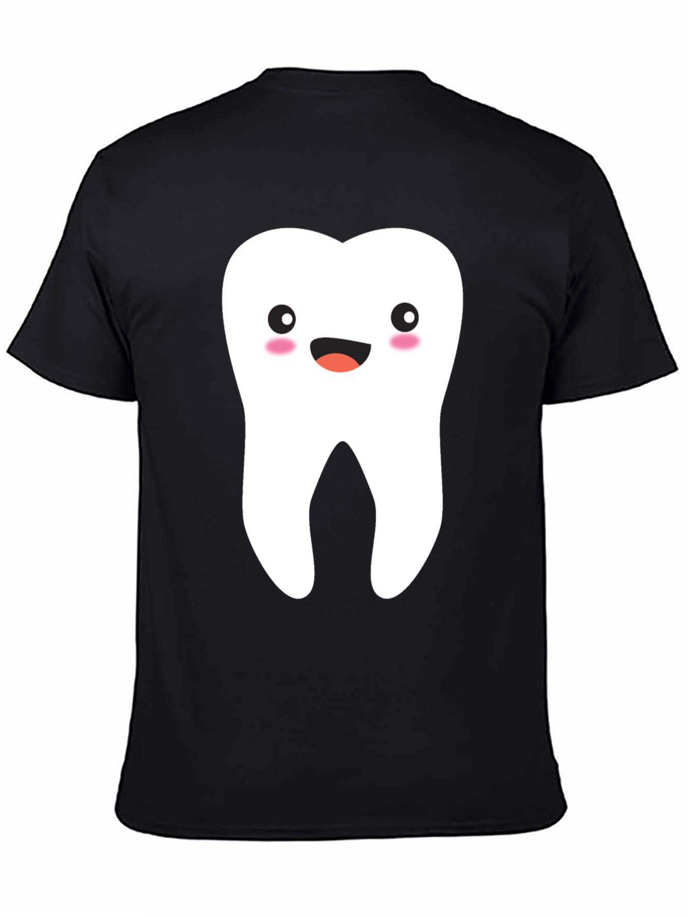 Black Cute Tooth Graphic Tee - Black Cotton T-Shirt view 4