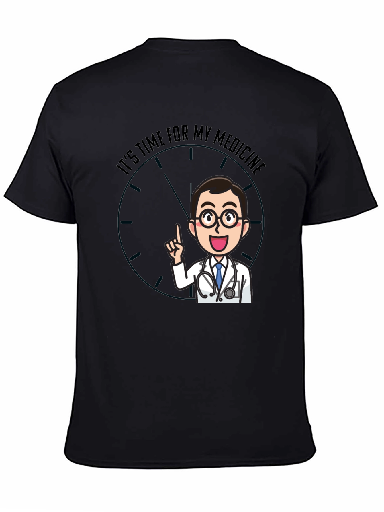 Black Time For Medicine Doctor Graphic T-Shirt view 4