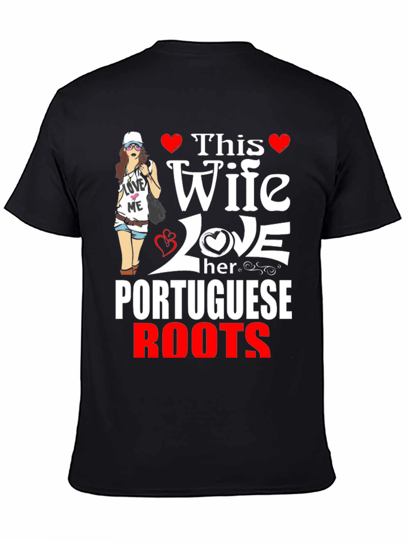 Black Wife Loves Portuguese Roots T-Shirt view 4