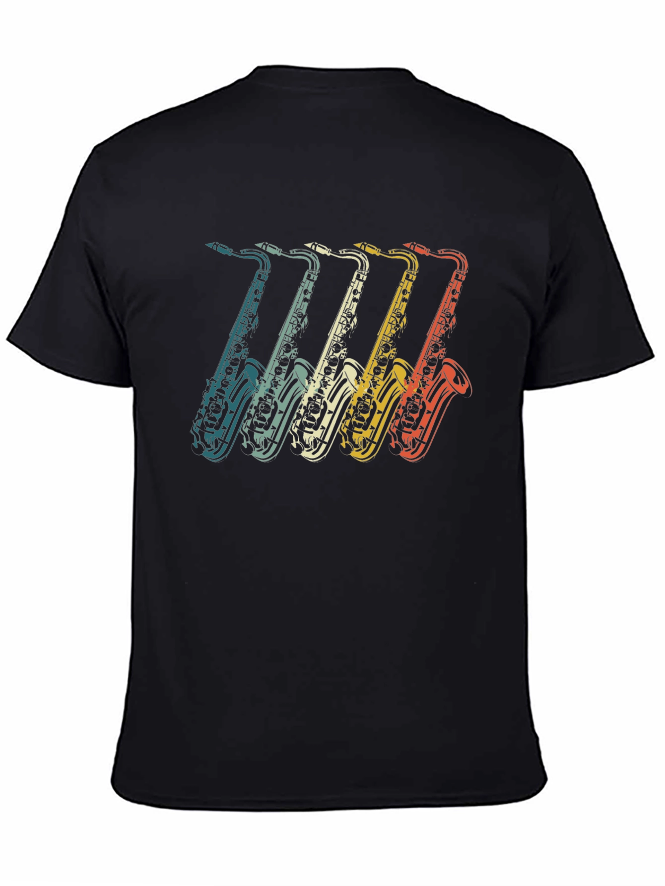 Black Retro Saxophone Graphic Tee - Vintage Music T-Shirt view 4