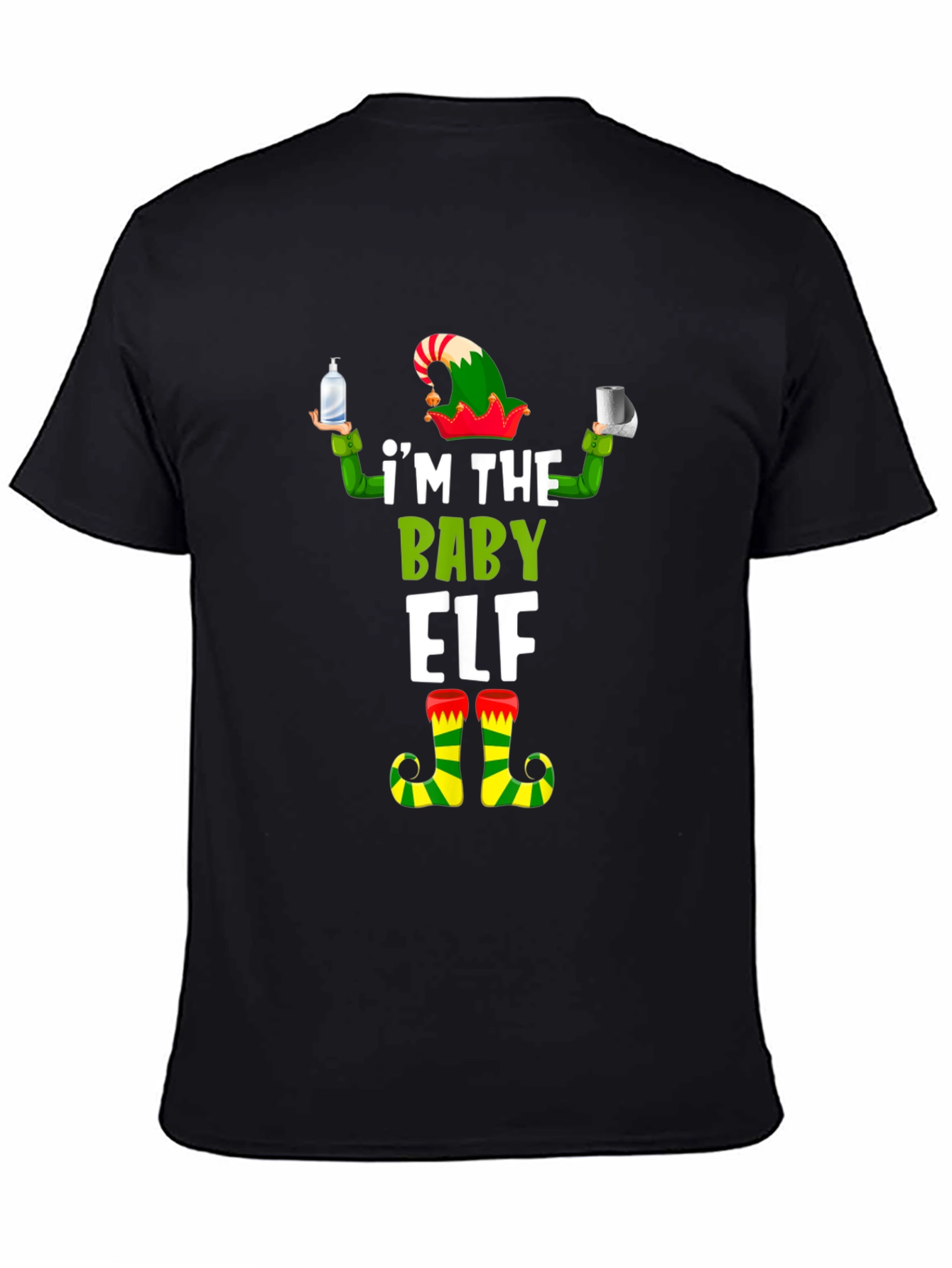 Black I'm the Baby Elf T-Shirt view 4