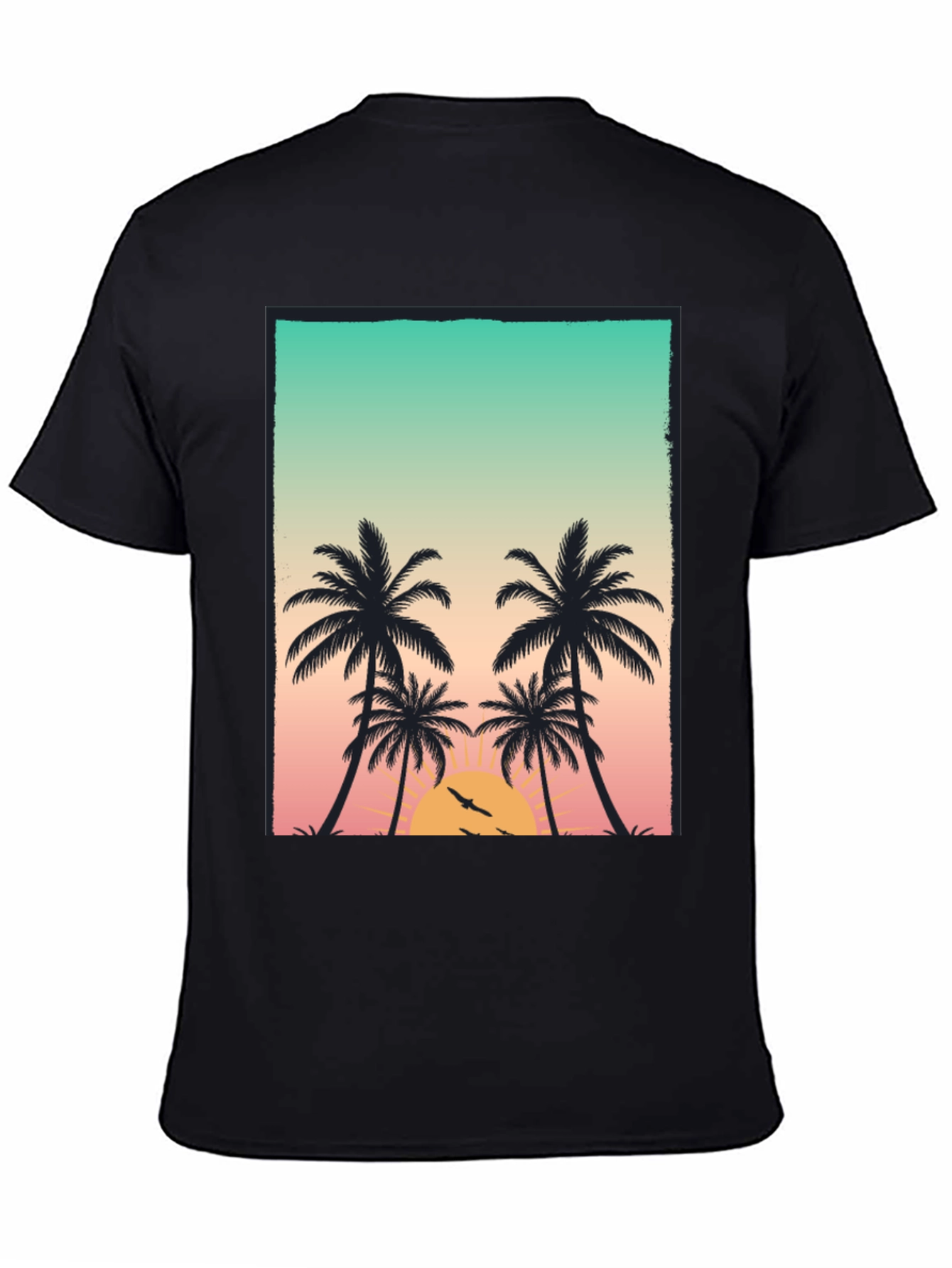 Black Sunset Palm Tree Graphic T-Shirt view 4