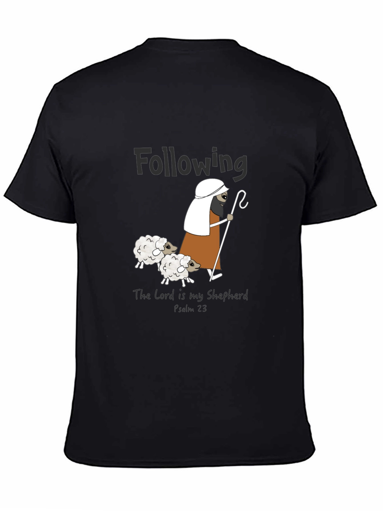 Black Following Sheep T-Shirt - The Lord Is My Shepherd Tee view 4