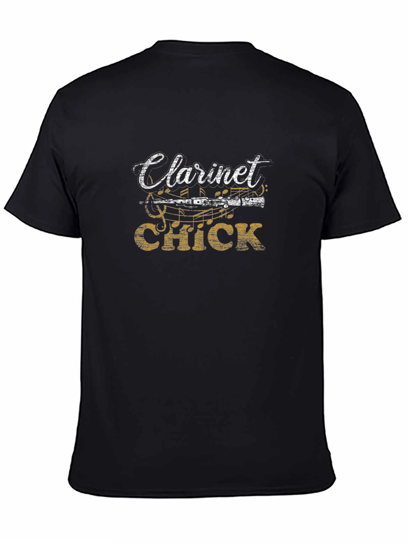 Black Clarinet Chick Graphic T-Shirt - Music Lover Tee view 4
