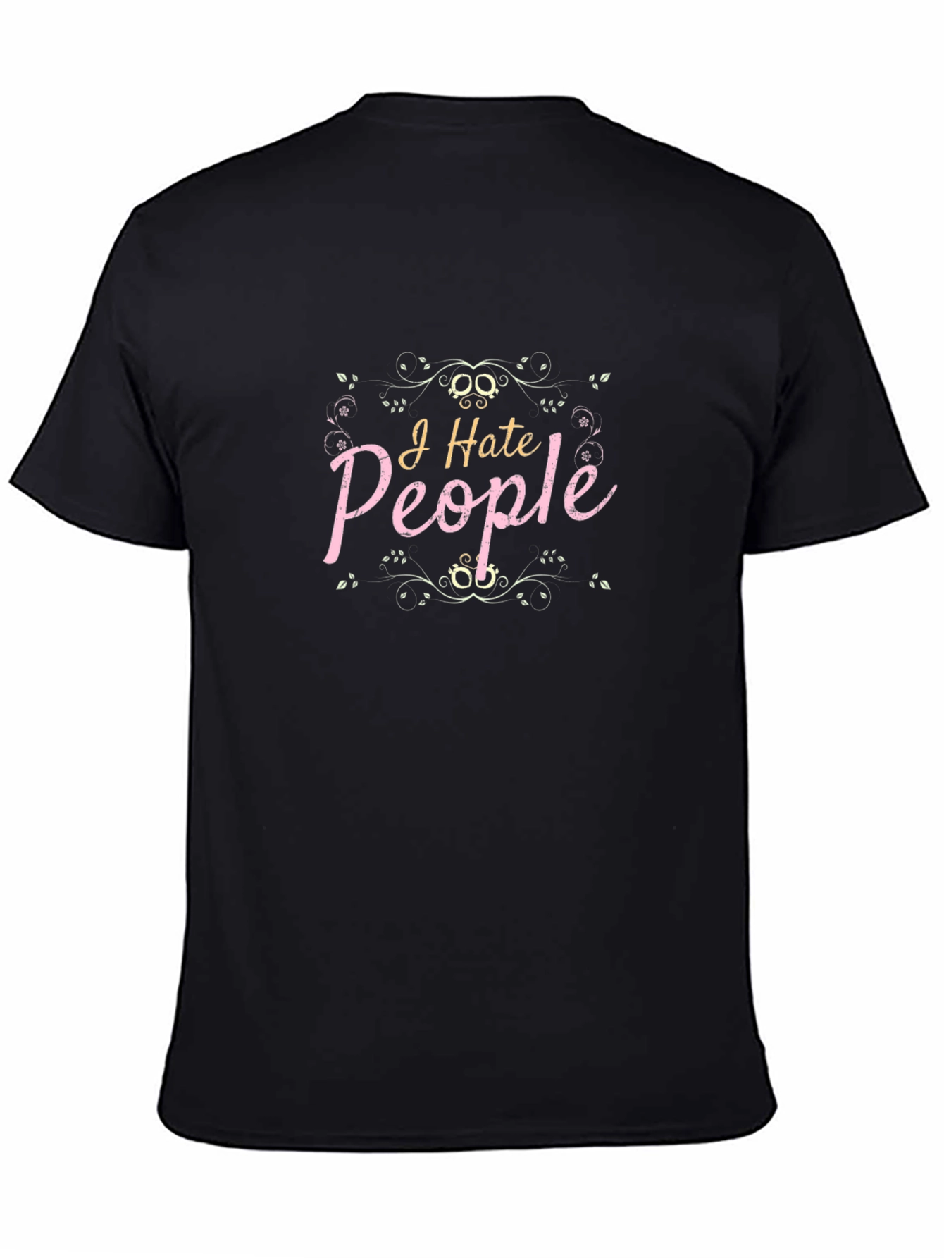 Black I Hate People Graphic Tee - Unisex Black T-Shirt view 4