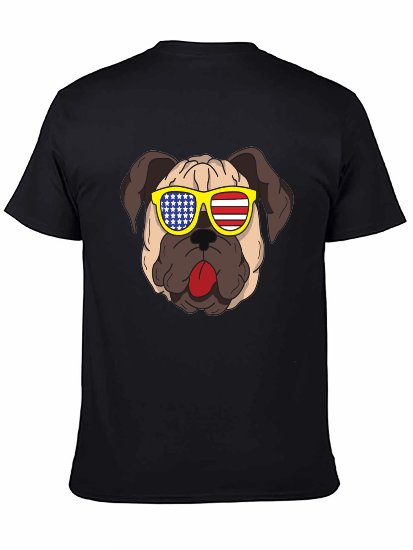 Black Patriotic Pug T-Shirt - USA Dog Tee view 4