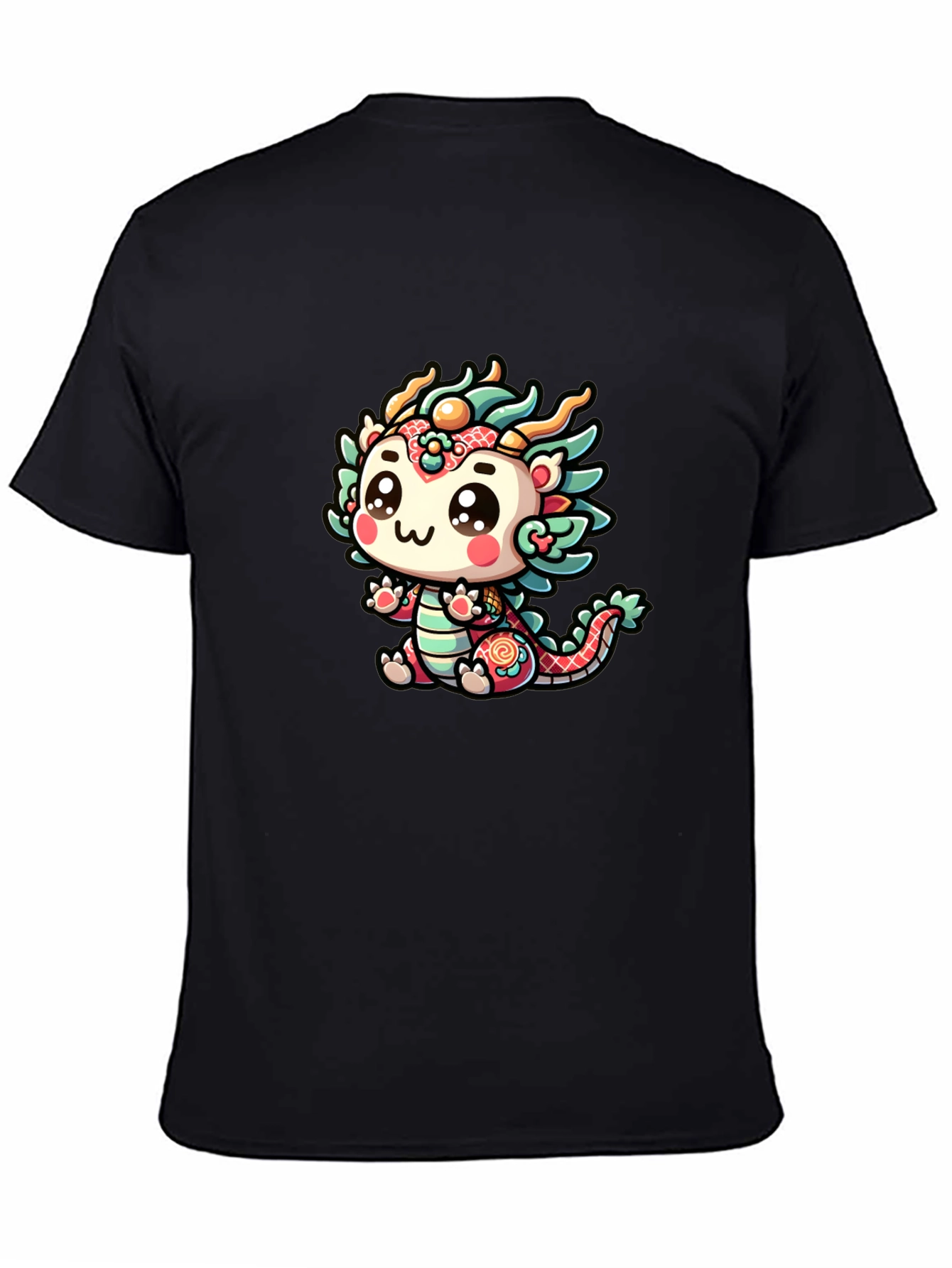 Black Cute Dragon Graphic Black T-Shirt view 4