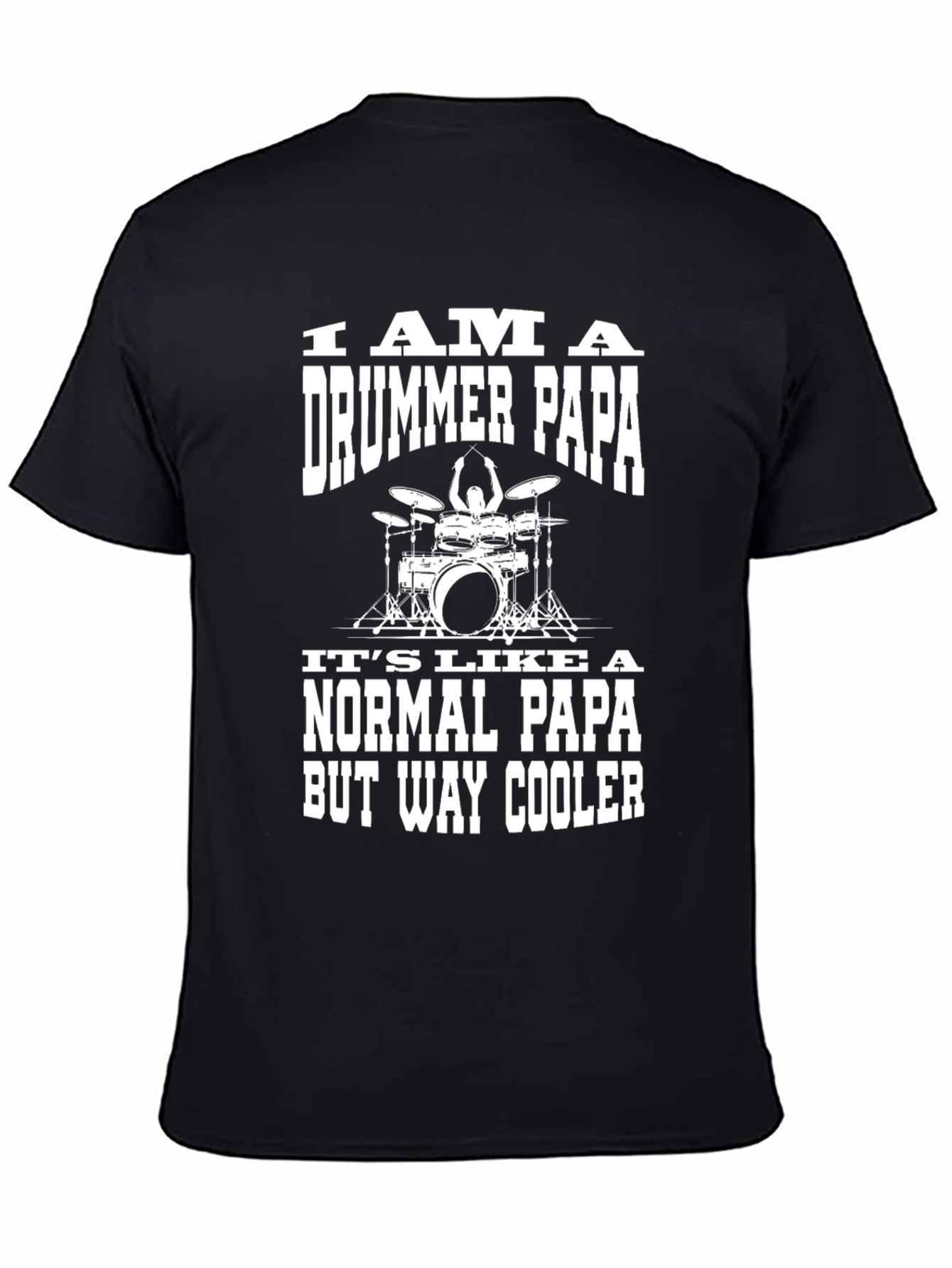 Black Drummer Papa T-Shirt - Cool Dad Edition view 4