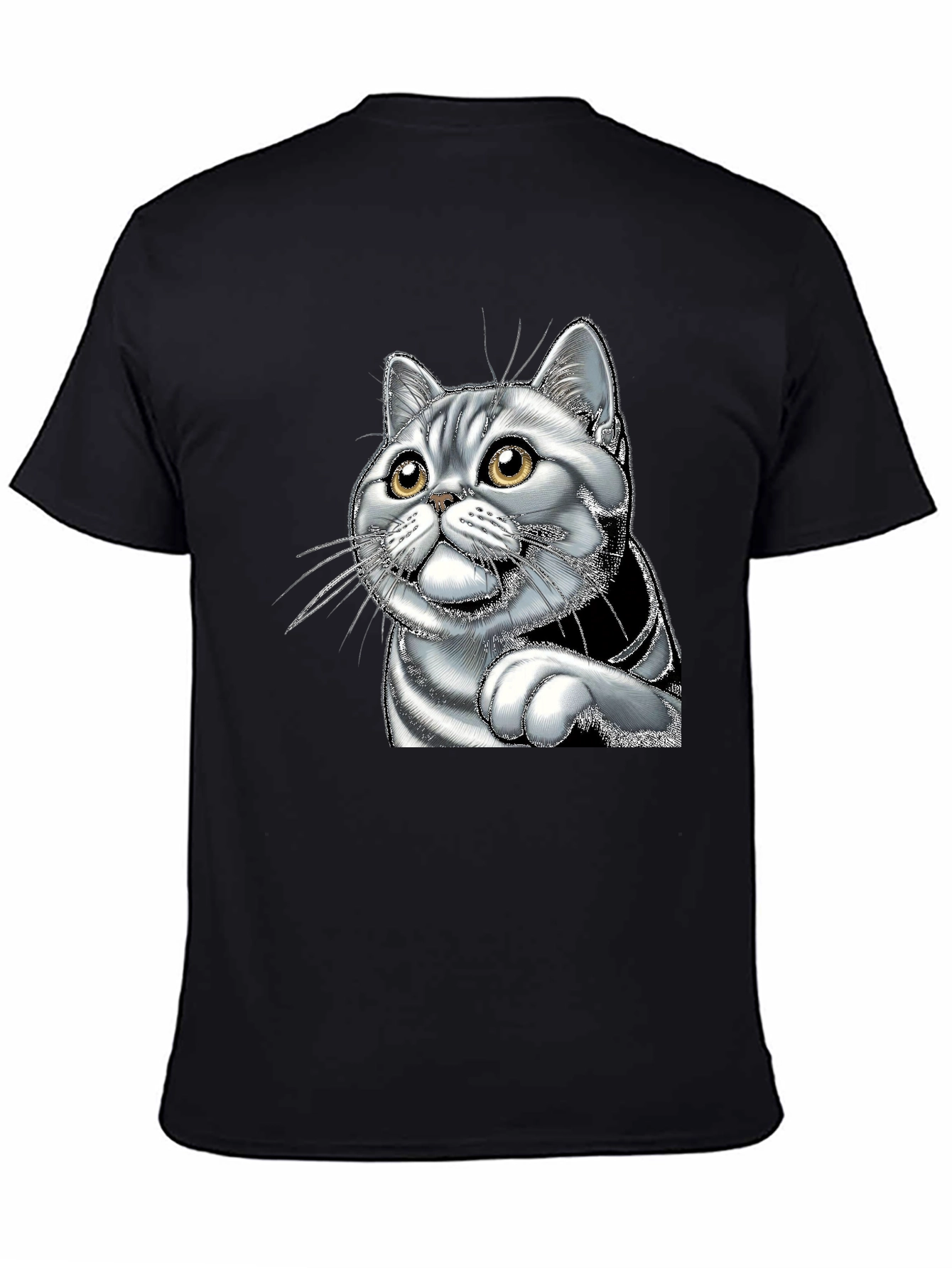 Black Cool Cat Graphic Tee - Men's Black T-Shirt view 4