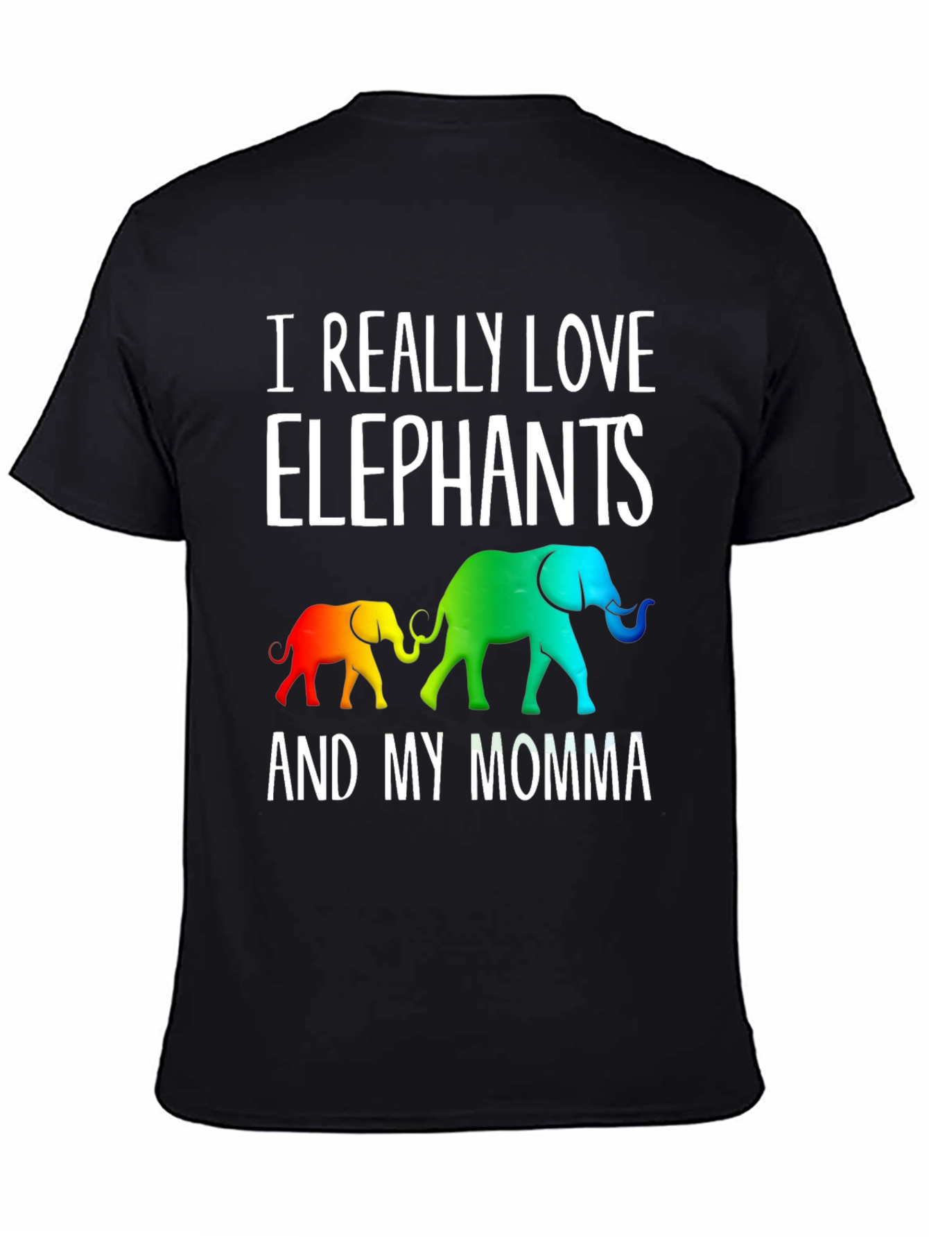 Black I Really Love Elephants And My Momma Graphic Tee view 4