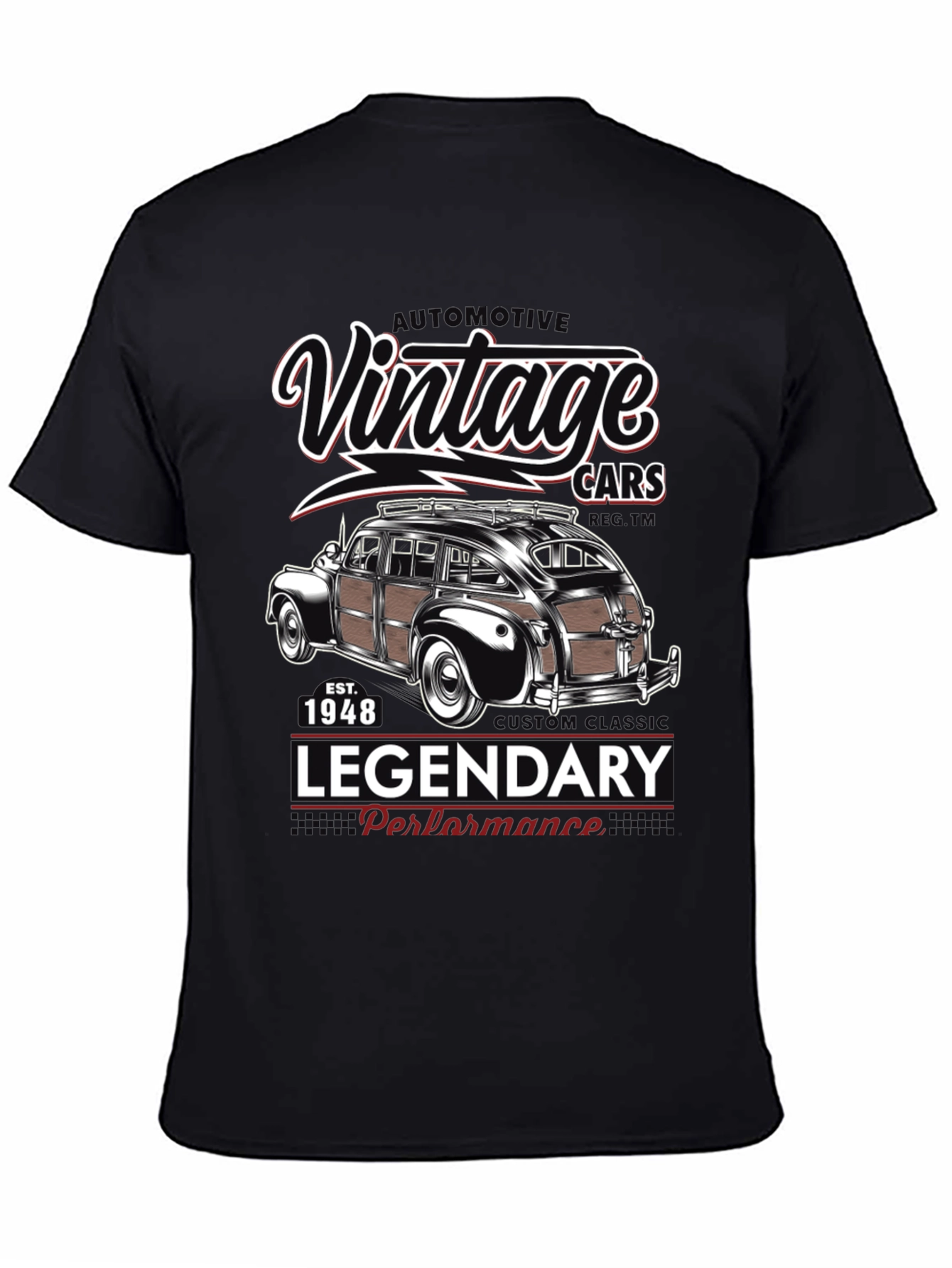 Black Vintage Cars T-Shirt - Legendary Performance 1948 view 4