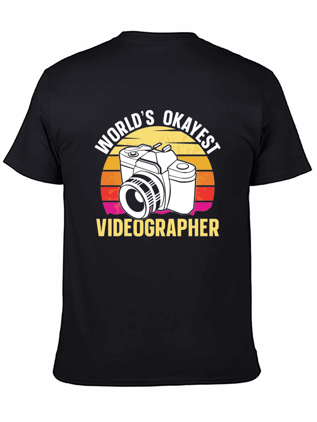 Black World's Okayest Videographer T-Shirt view 4