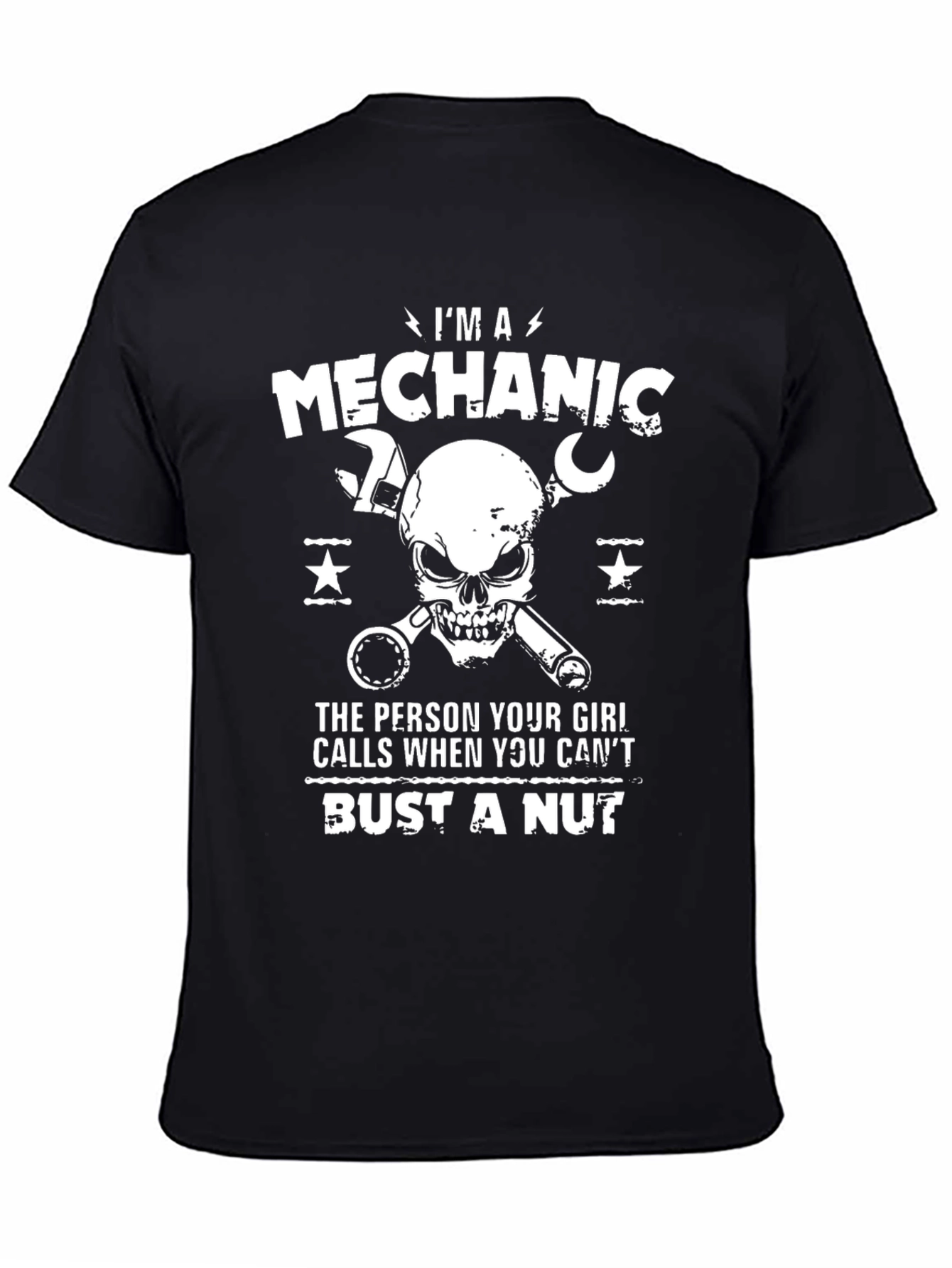 Black Mechanic Skull Graphic Tee - Bust a Nut Joke view 4