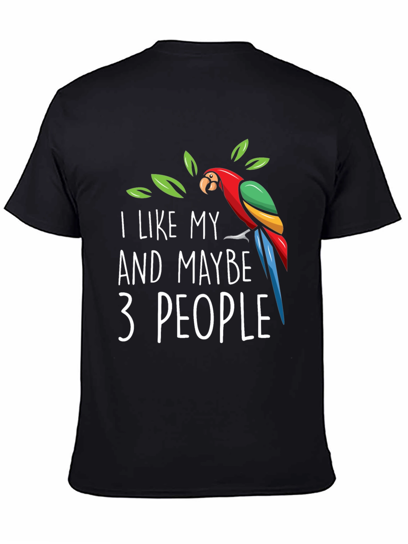 Black I Like My Parrot and Maybe 3 People - Graphic Tee view 4