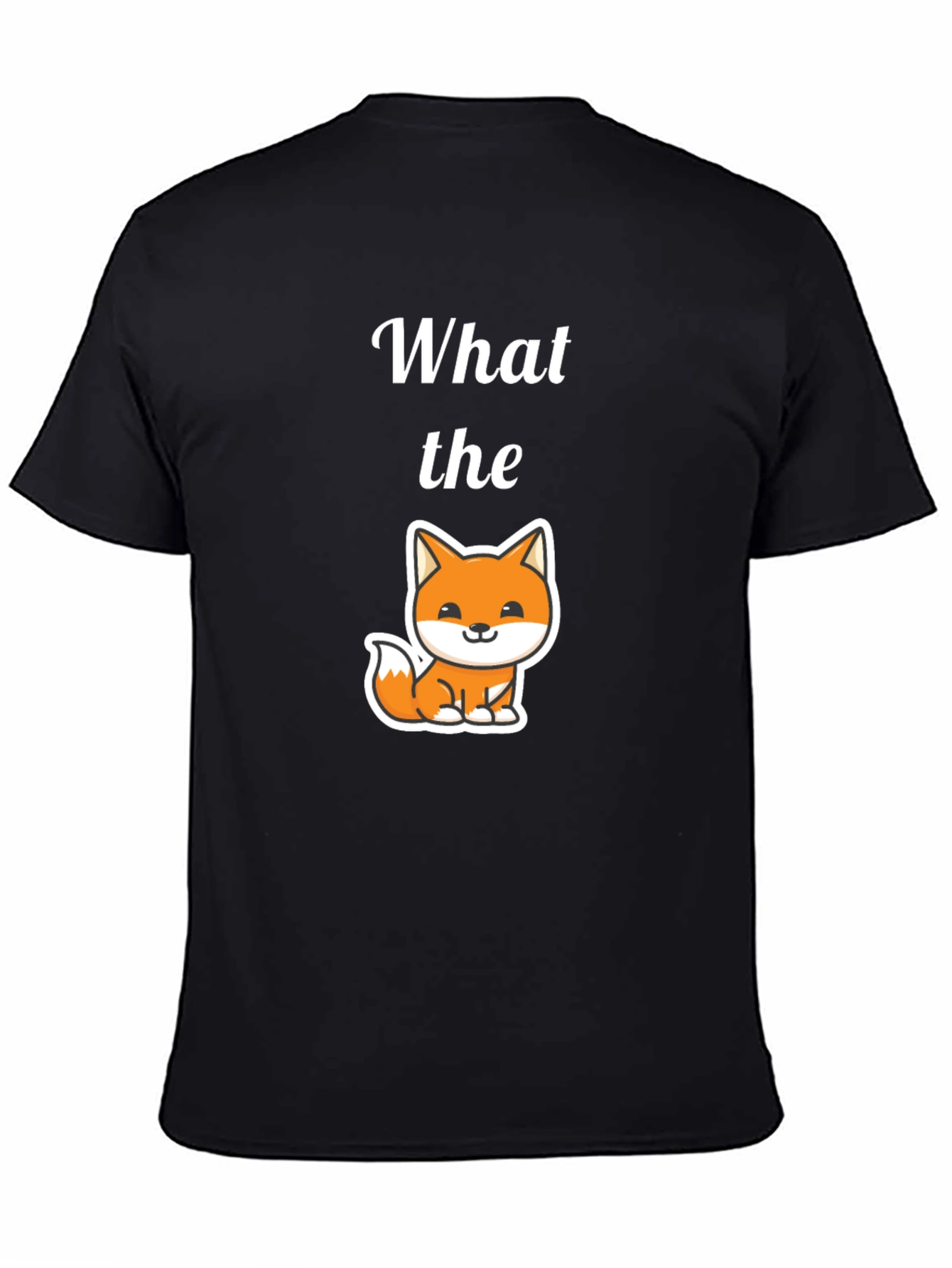 Black What the Fox T-Shirt, Men's Black Tee view 4