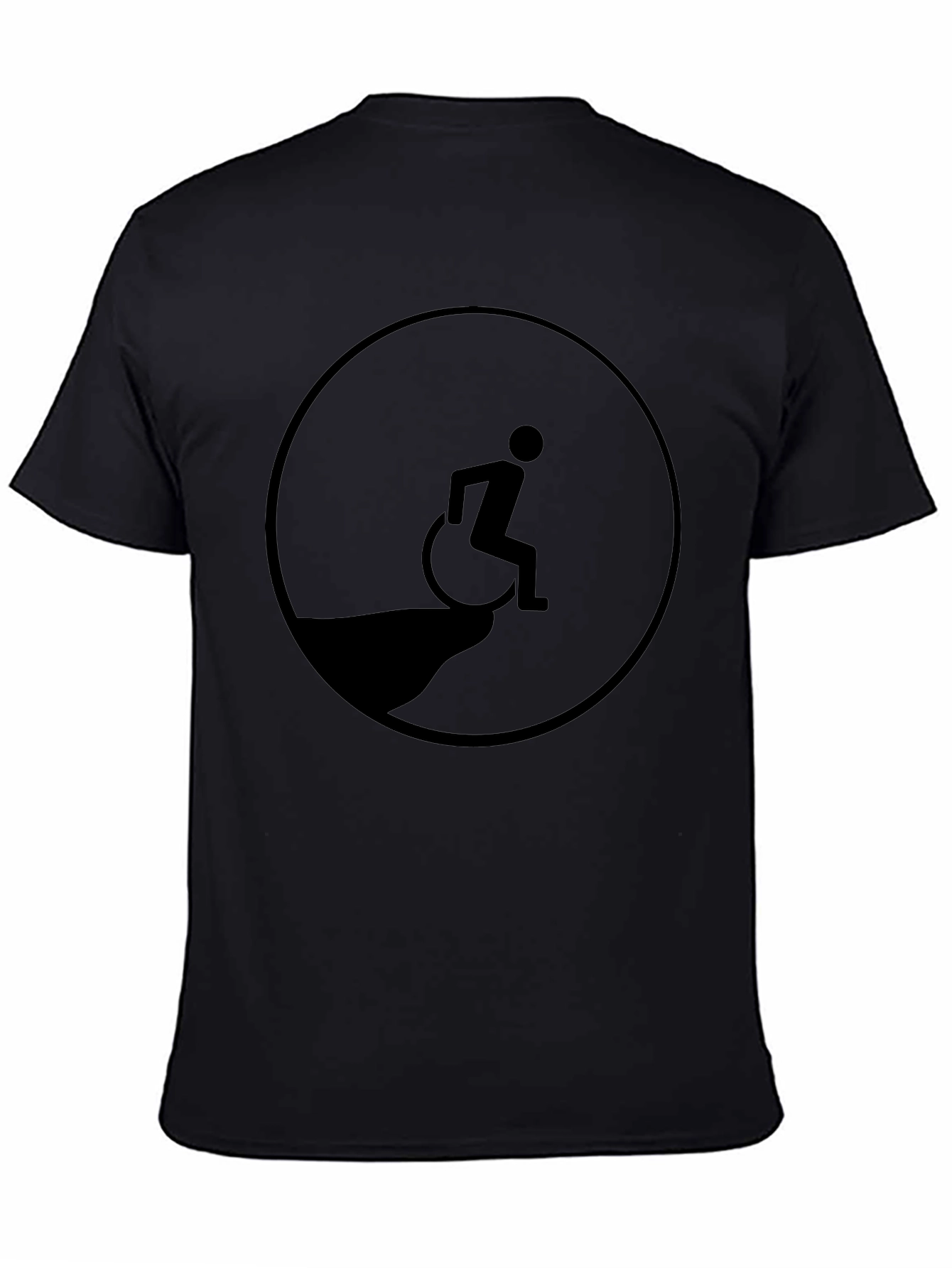 Black Edgy Humor T-Shirt - Wheelchair Cliff Design view 4
