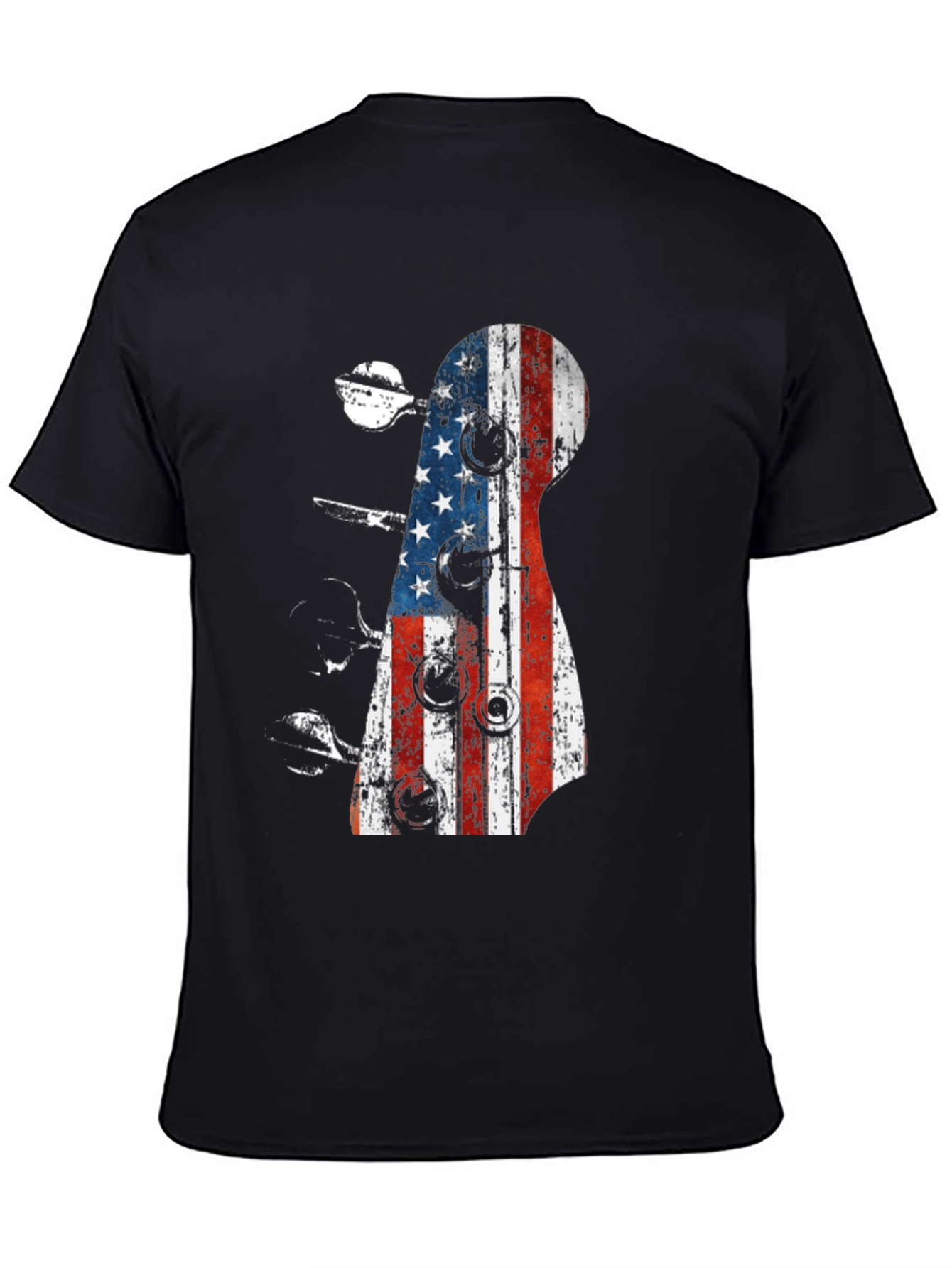 Black American Flag Guitar T-Shirt view 4