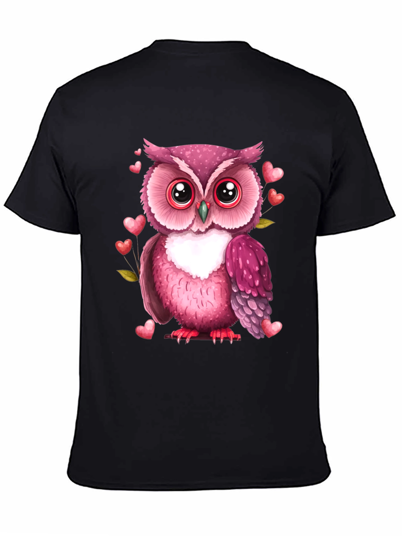 Black Owl Heart Valentine's Day Tee view 4