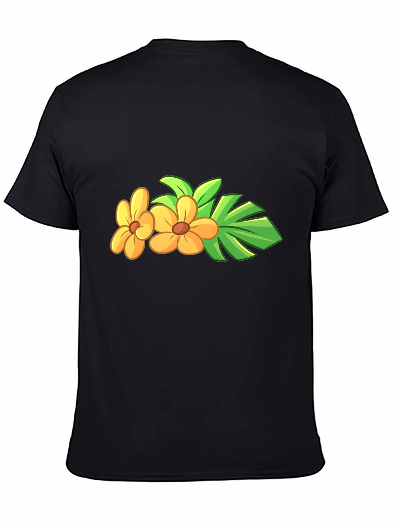 Black Tropical Flower Black T-Shirt view 4