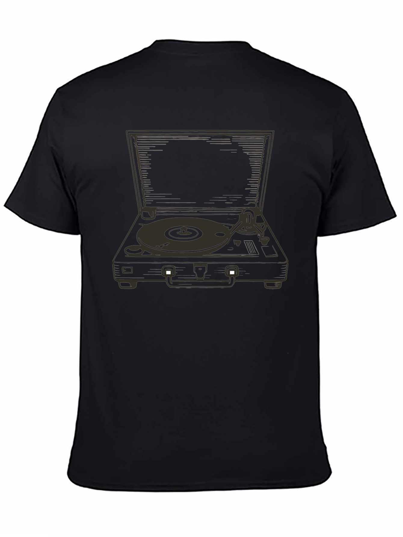 Black Vintage Record Player Graphic Tee - Black view 4