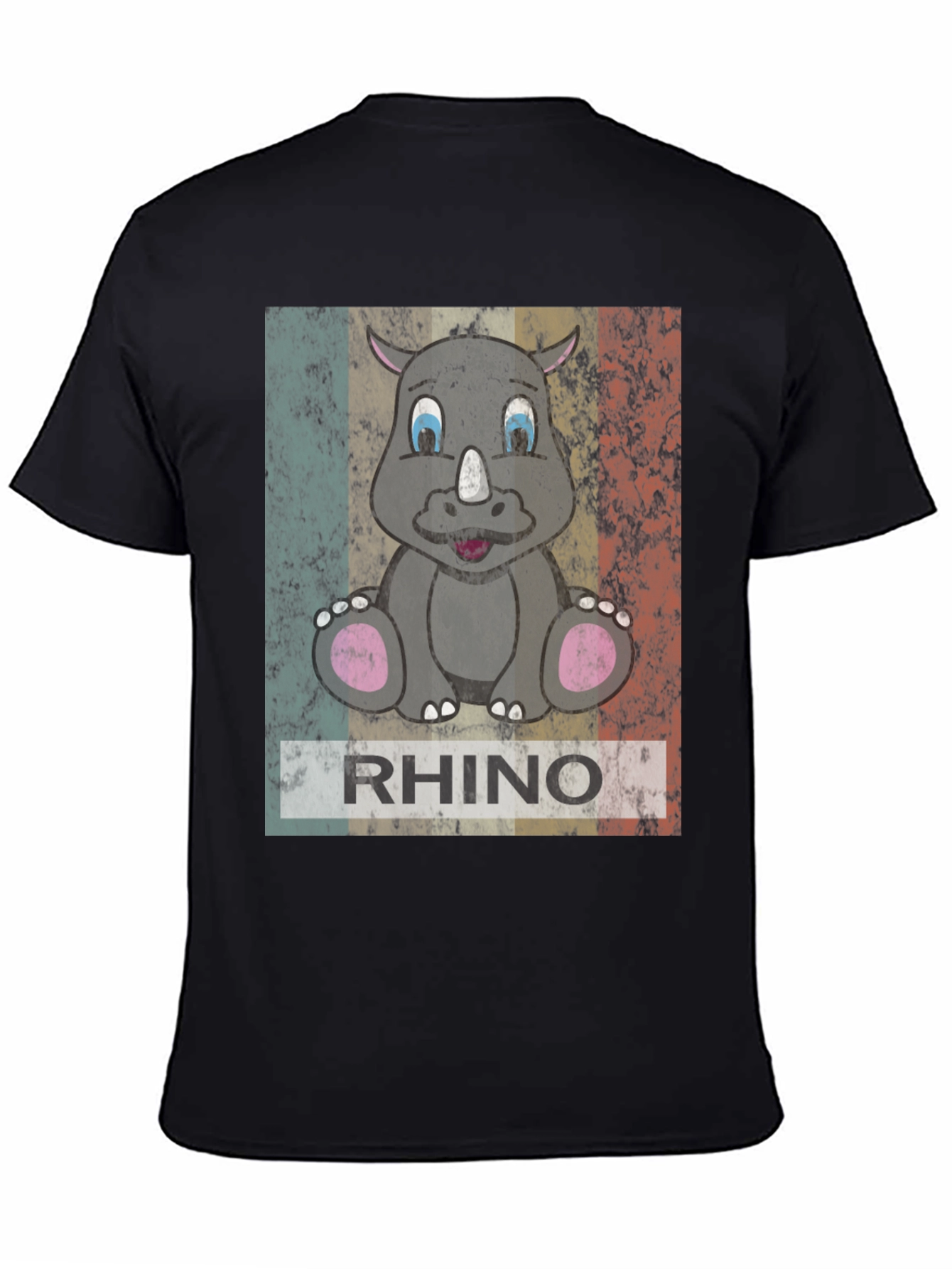 Black Retro Rhino Graphic T-Shirt - Men's Black Tee view 4