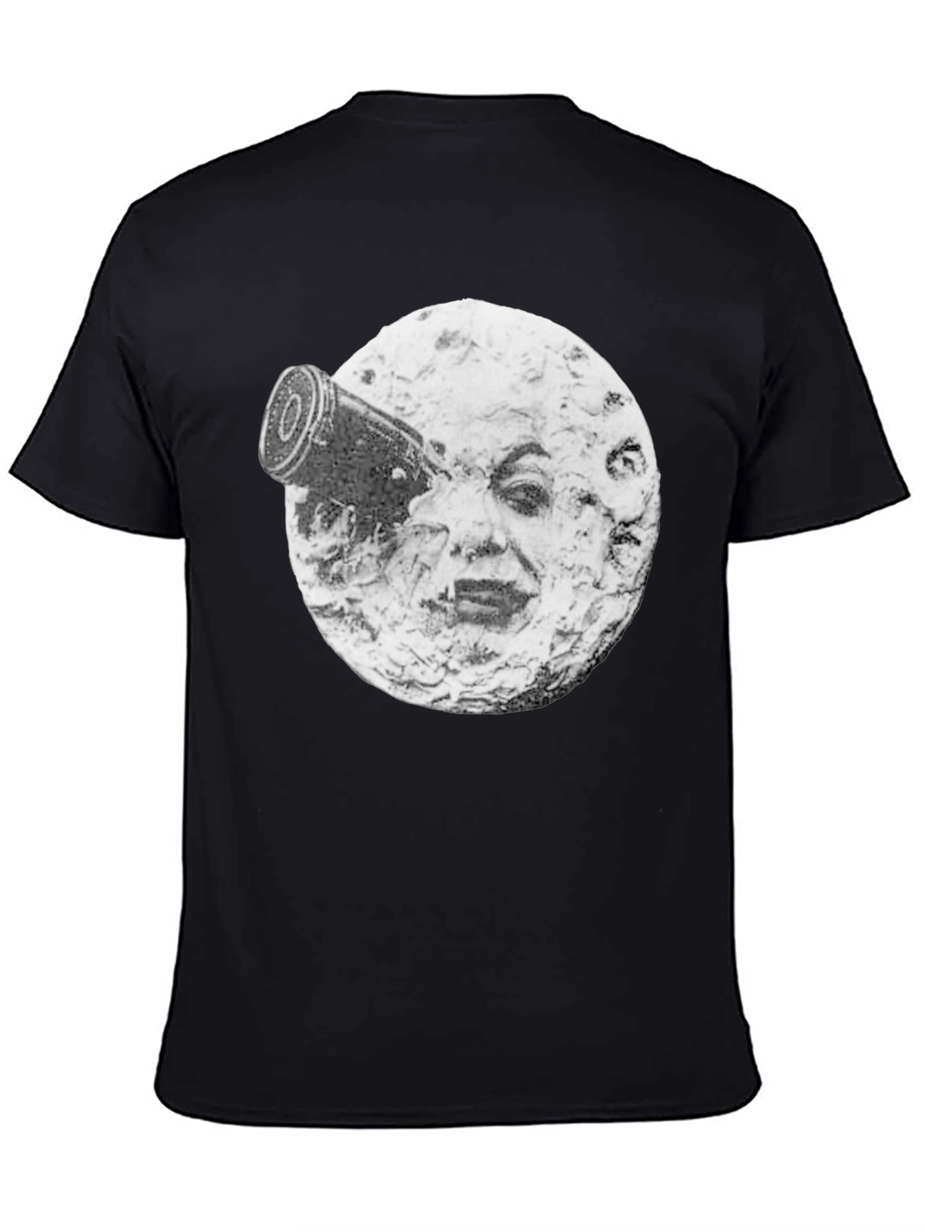 Black A Trip to the Moon T-Shirt, Black Crew Neck view 4