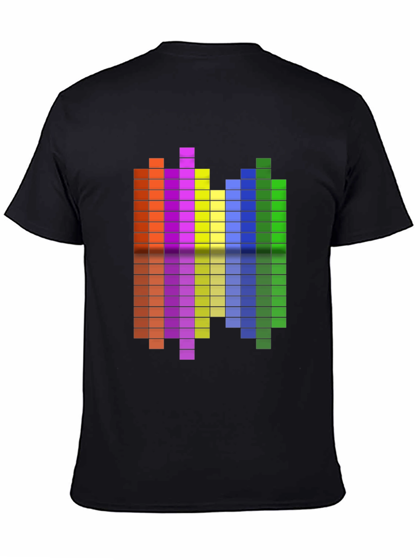 Black Retro Pixel Equalizer Graphic Tee - Black Cotton Shirt view 4