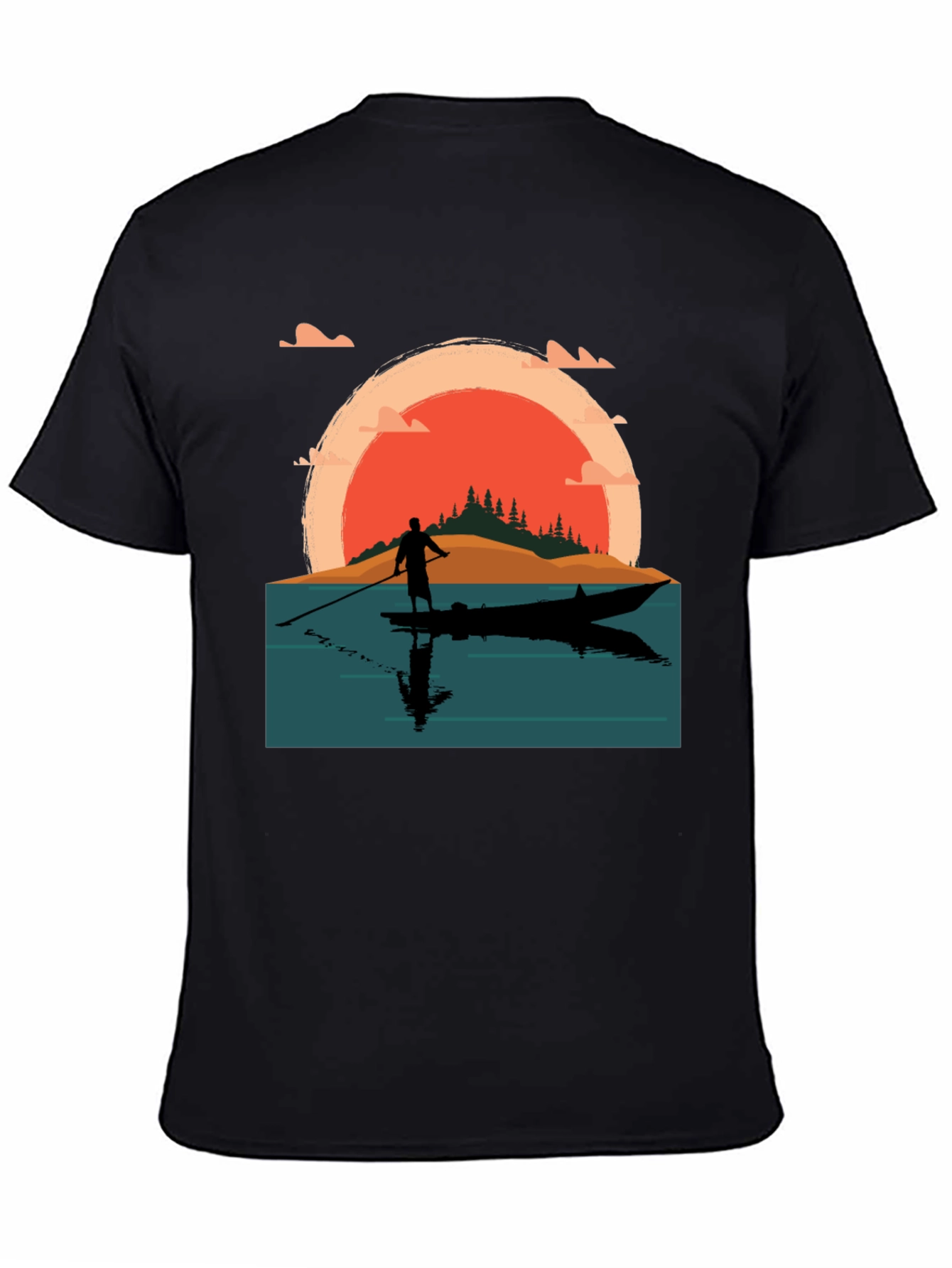 Black Sunset Paddle Board T-Shirt view 4
