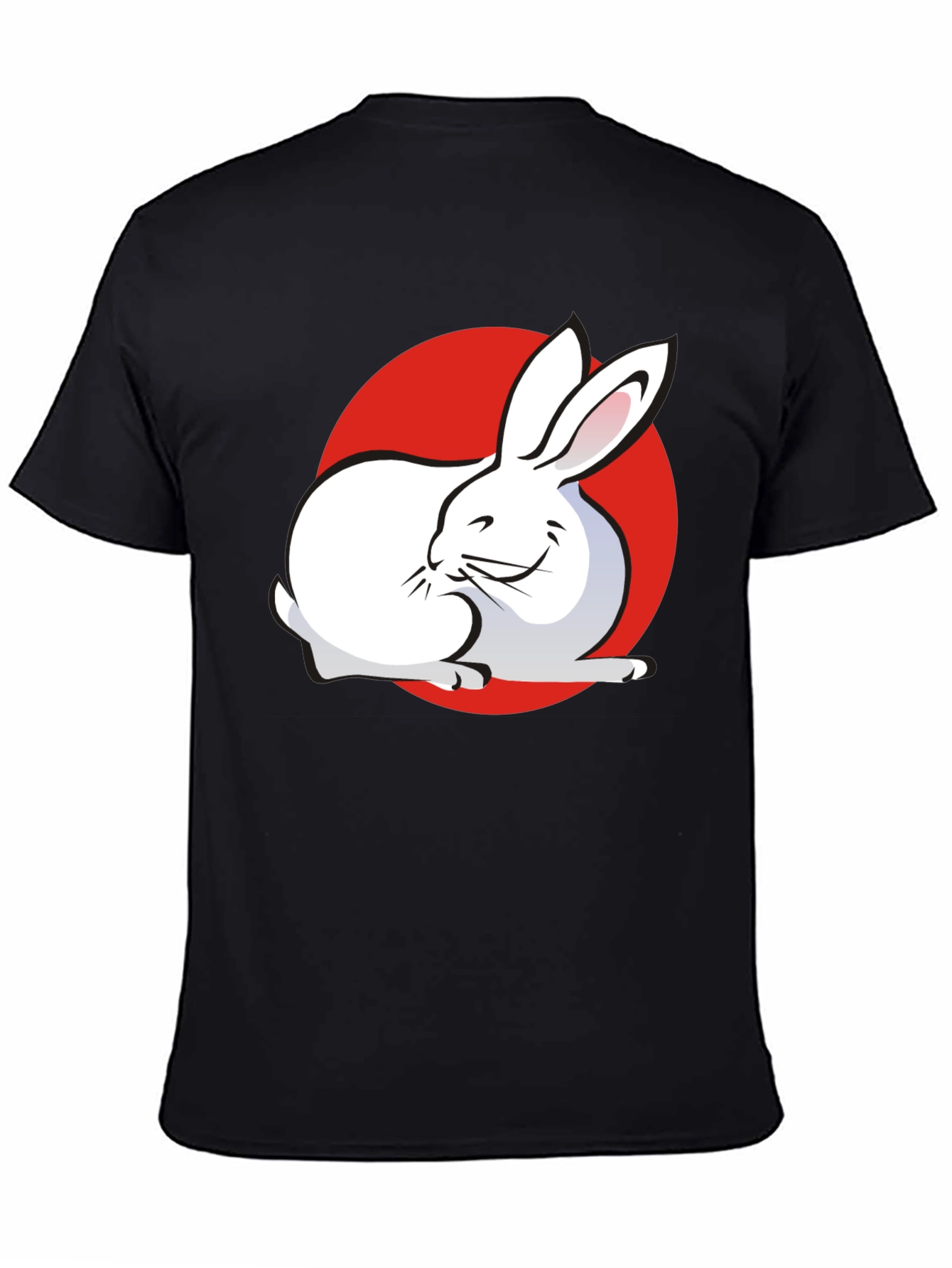 Black Rabbit & Red Circle Graphic Black T-Shirt view 4