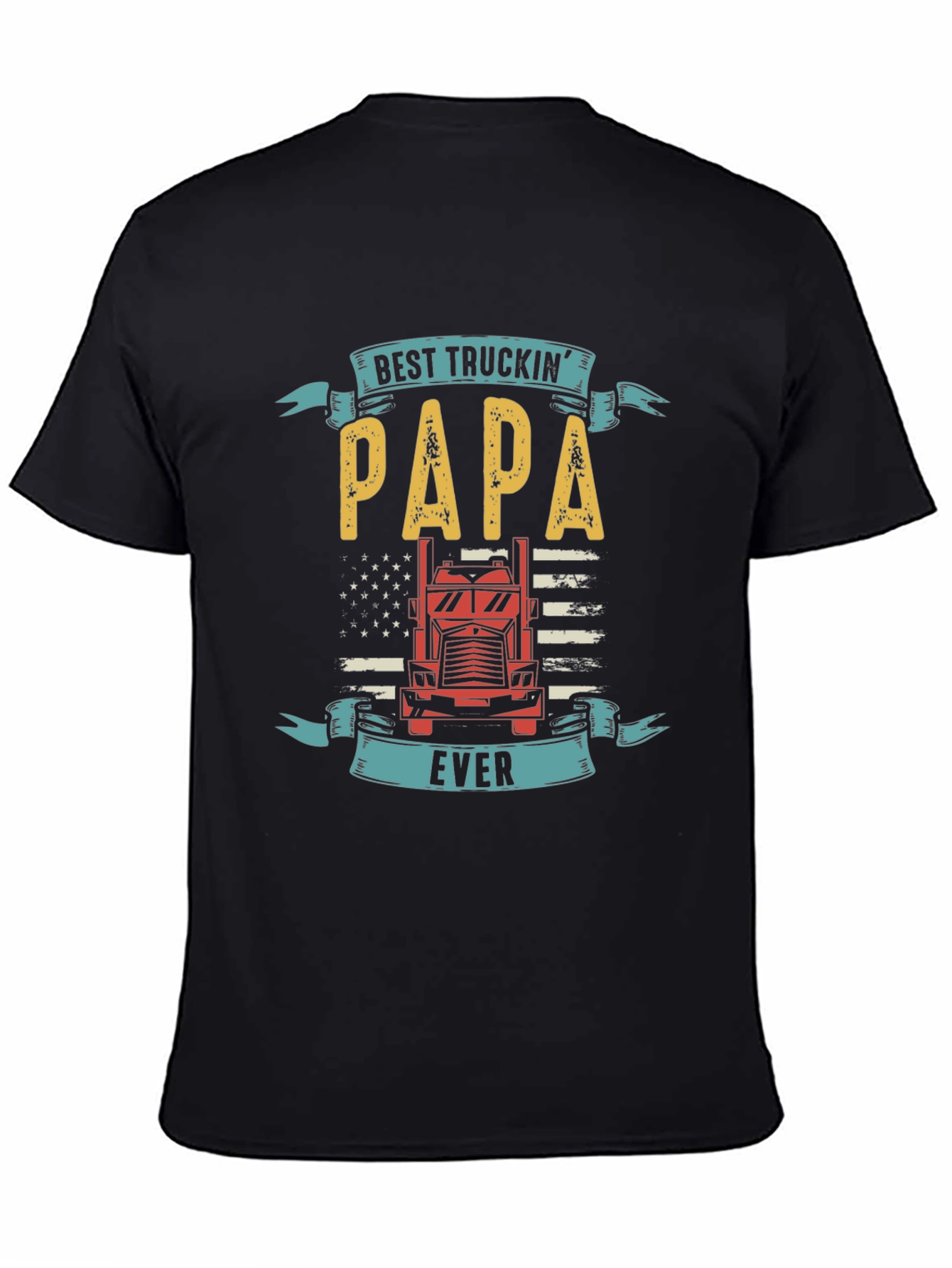 Black Best Truckin' Papa Ever T-Shirt view 4