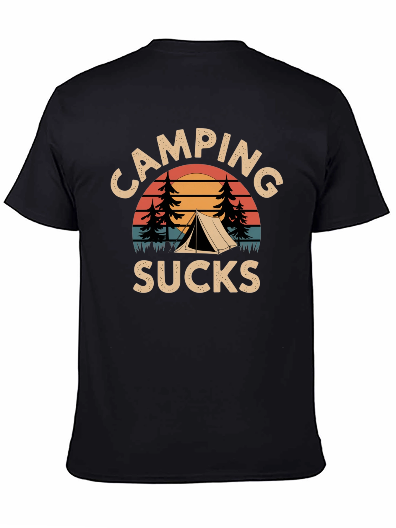Black Camping Sucks Graphic Tee - Outdoor Humor Shirt view 4