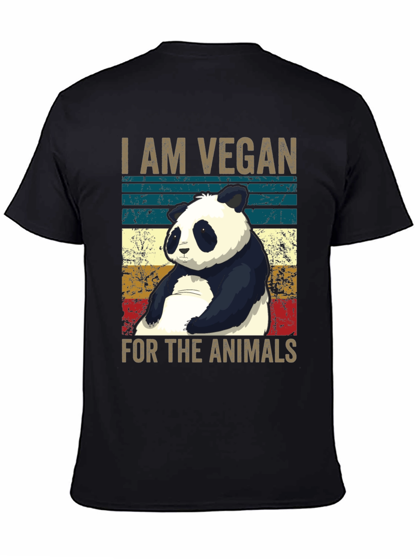 Black Vegan Panda Graphic Tee - Animal Lover T-Shirt view 4