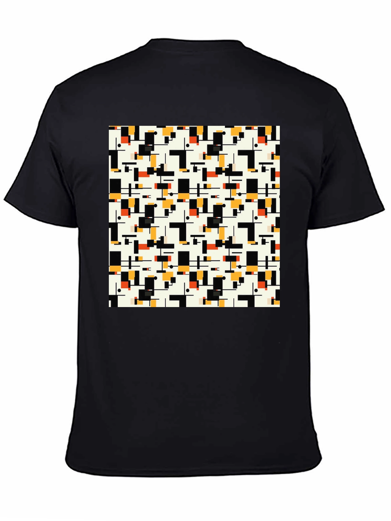 Black Geometric Pattern T-Shirt - Modern Abstract Design view 4