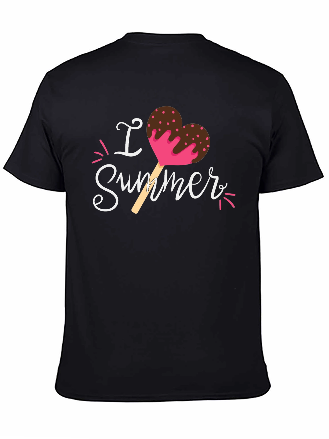 Black I Love Summer Heart Ice Cream Graphic T-Shirt view 4
