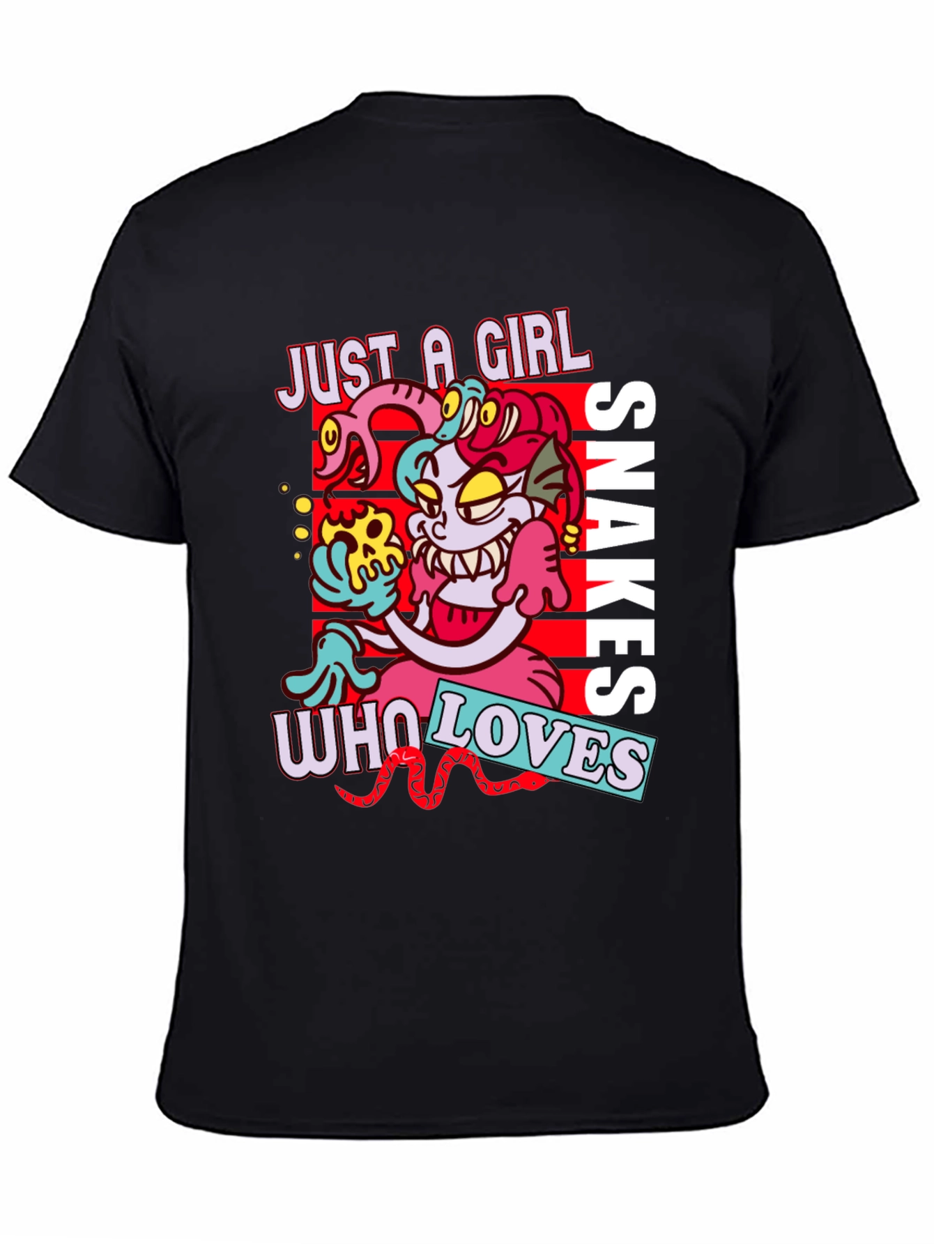Black Just A Girl Who Loves Snakes Graphic T-Shirt view 4