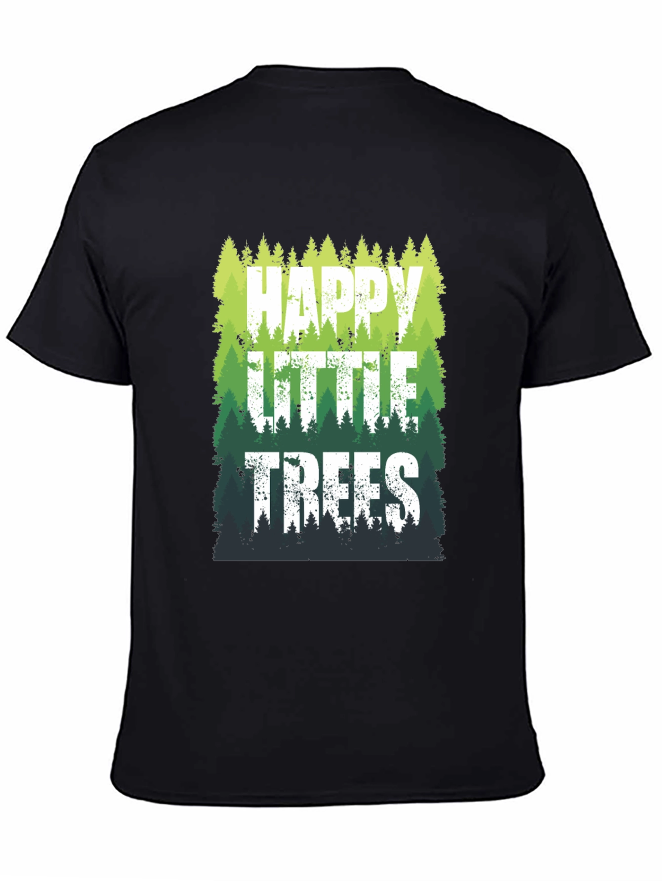 Black Happy Little Trees Graphic T-Shirt view 4