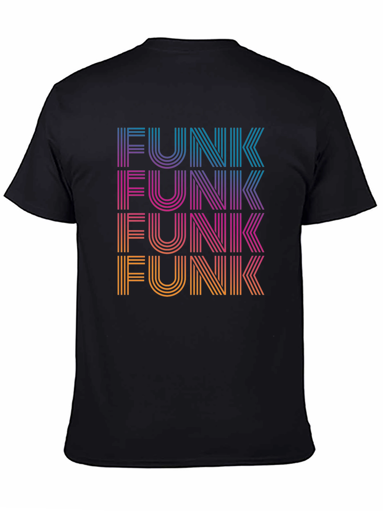 Black Retro Funk T-Shirt - Striped Text Design view 4