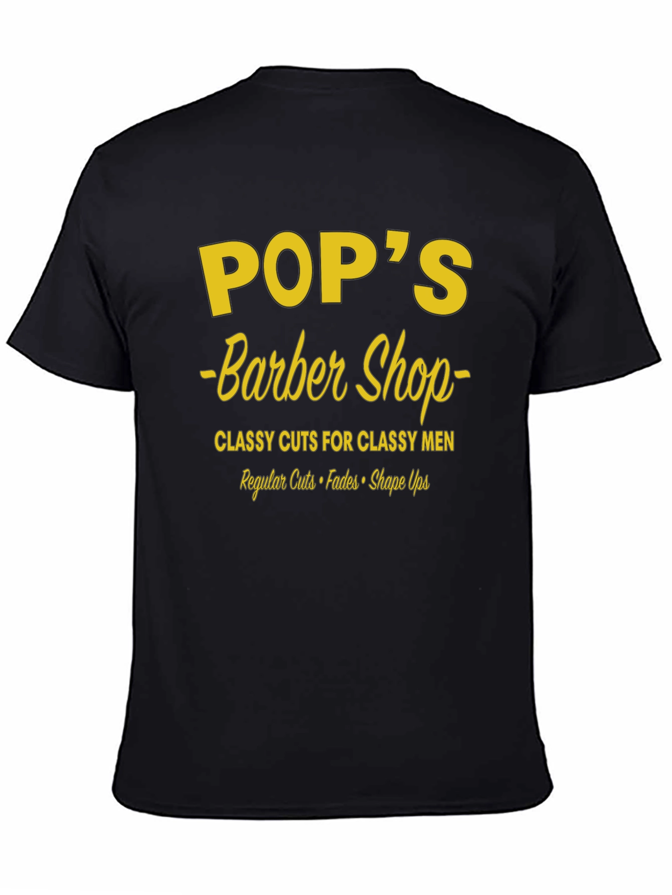 Black Pop's Barber Shop T-Shirt - Classy Men's Cuts view 4