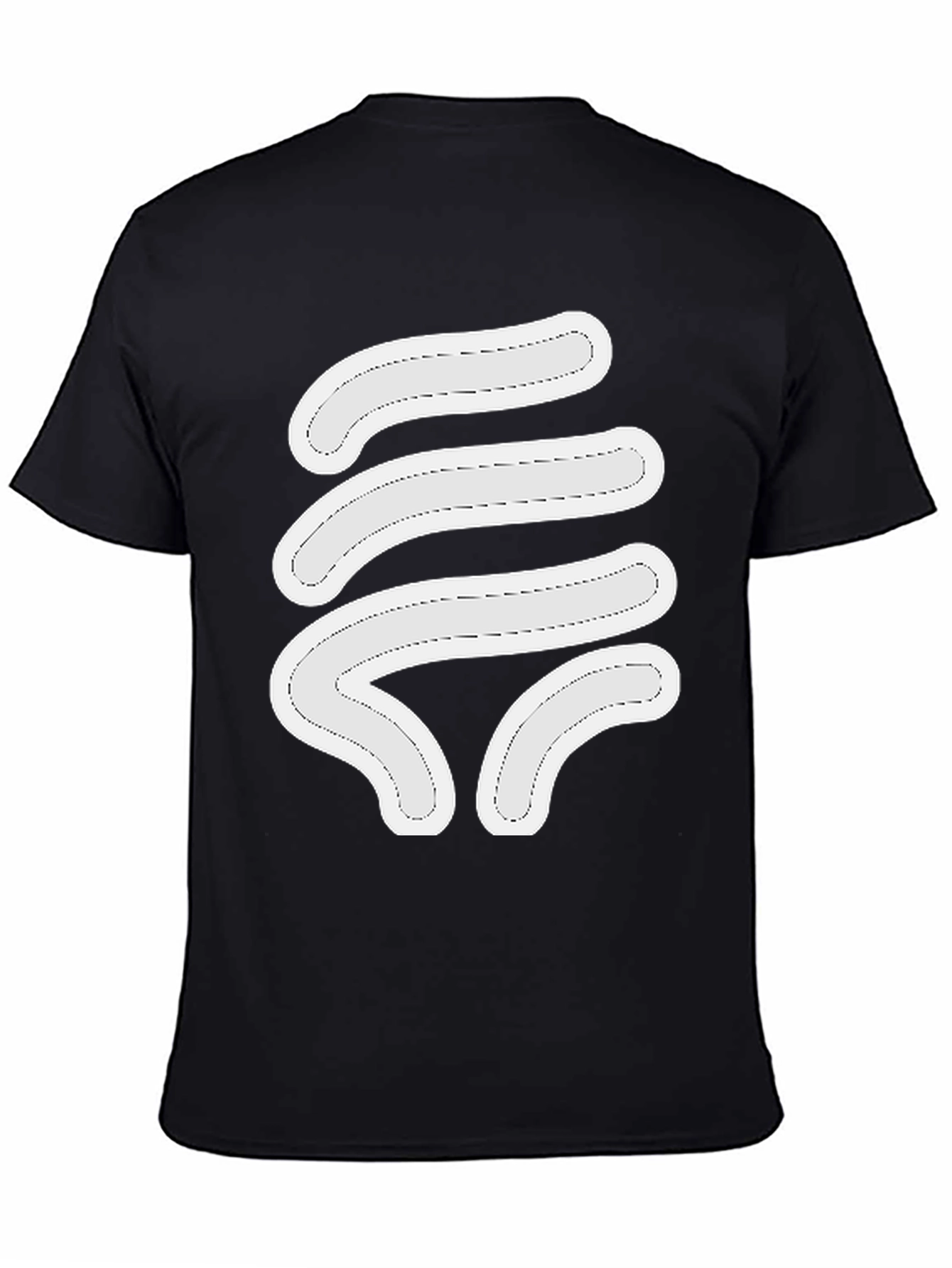Black Abstract White Design Black Tee Shirt view 4