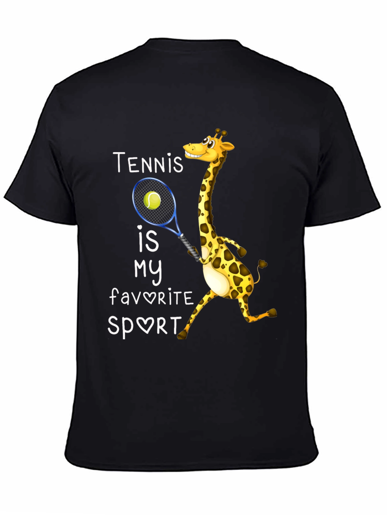 Black Tennis Giraffe Graphic T-Shirt view 4